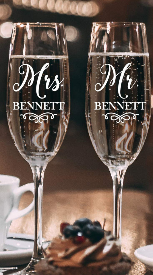 12oz Mr. and Mrs. wine glasses