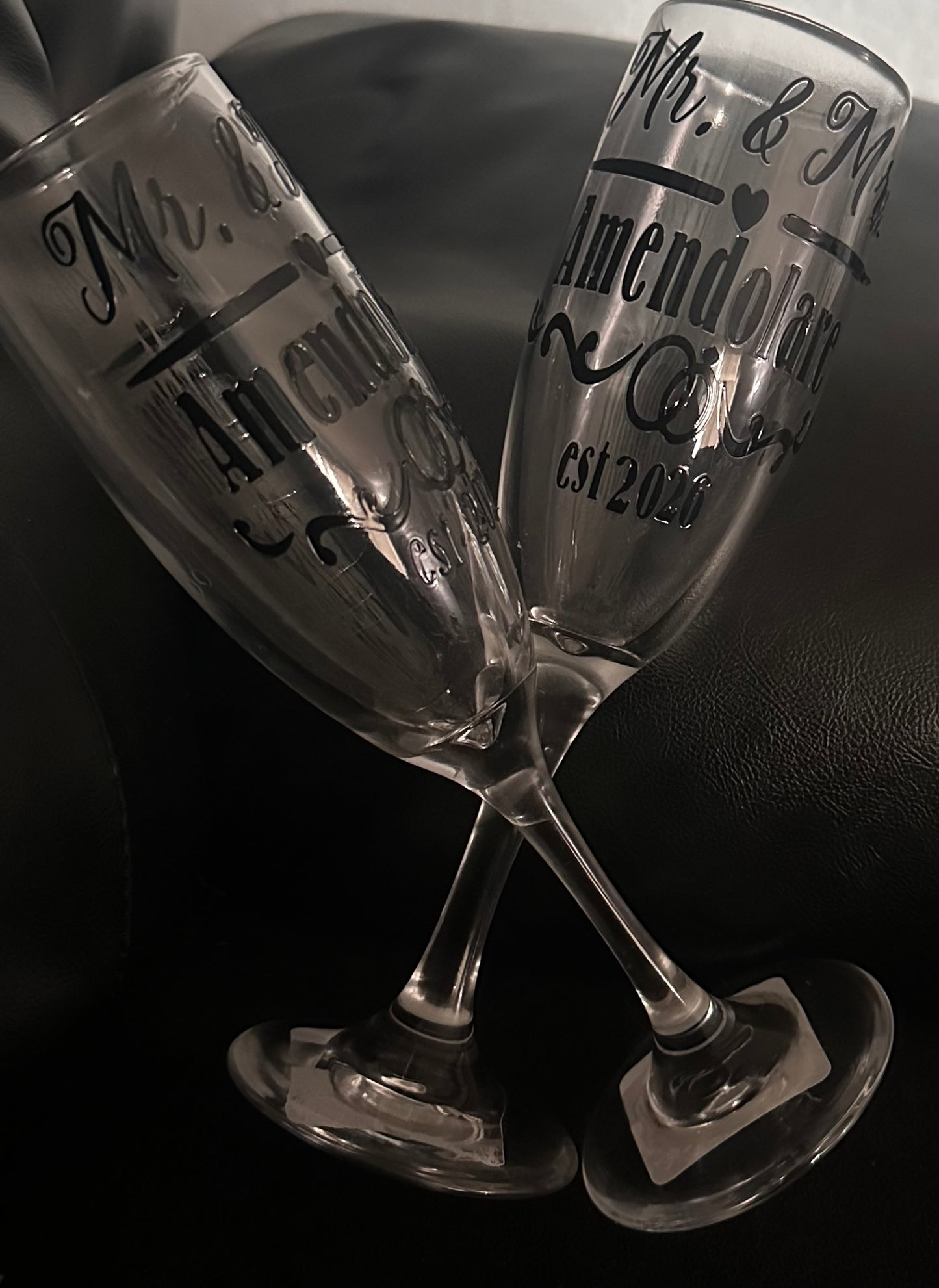 12oz Mr. and Mrs. wine glasses